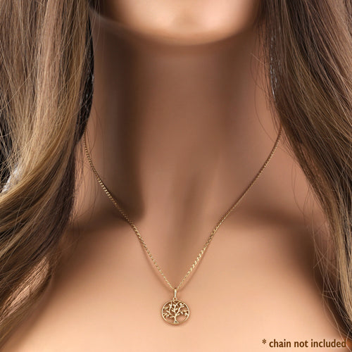 Solid 14K Yellow Gold Tree of LifePendant