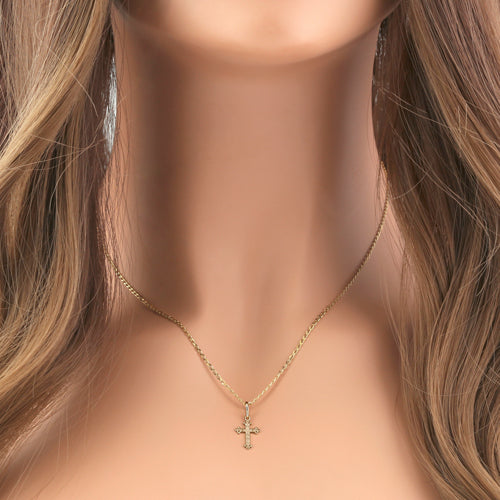 Solid 14K Yellow Gold Vintage Cross Pendant