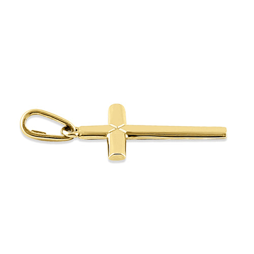 Solid 14K Yellow Gold Plain Cross Pendant