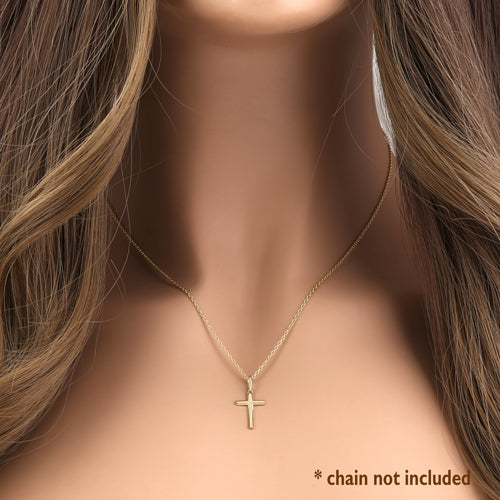 Solid 14K Yellow Gold Plain Cross Pendant