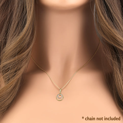Solid 14K Yellow Gold Circles Pendant