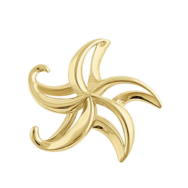 Solid 14K Yellow Gold 3D Starfish Pendant