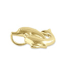 Solid 14K Yellow Gold Jumping Dolphins Pendant