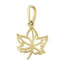 Solid 14K Yellow Gold Maple Leaf Pendant
