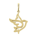 Solid 14K Yellow Gold Flying Dove Pendant