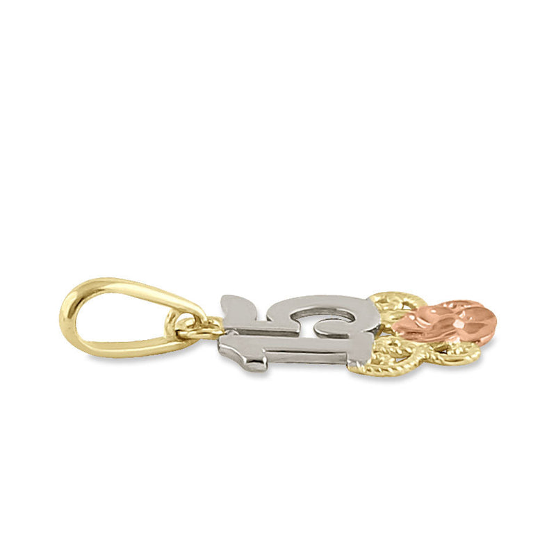 Solid 14K Yellow Gold Sweet 15 Pendant