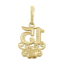 Solid 14K Yellow Gold Sweet 15 Pendant