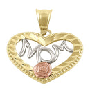 Solid 14K Yellow Gold Mom Pendant