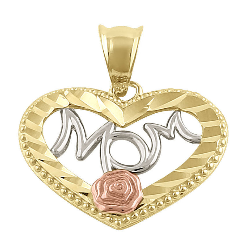 Solid 14K Yellow Gold Mom Pendant