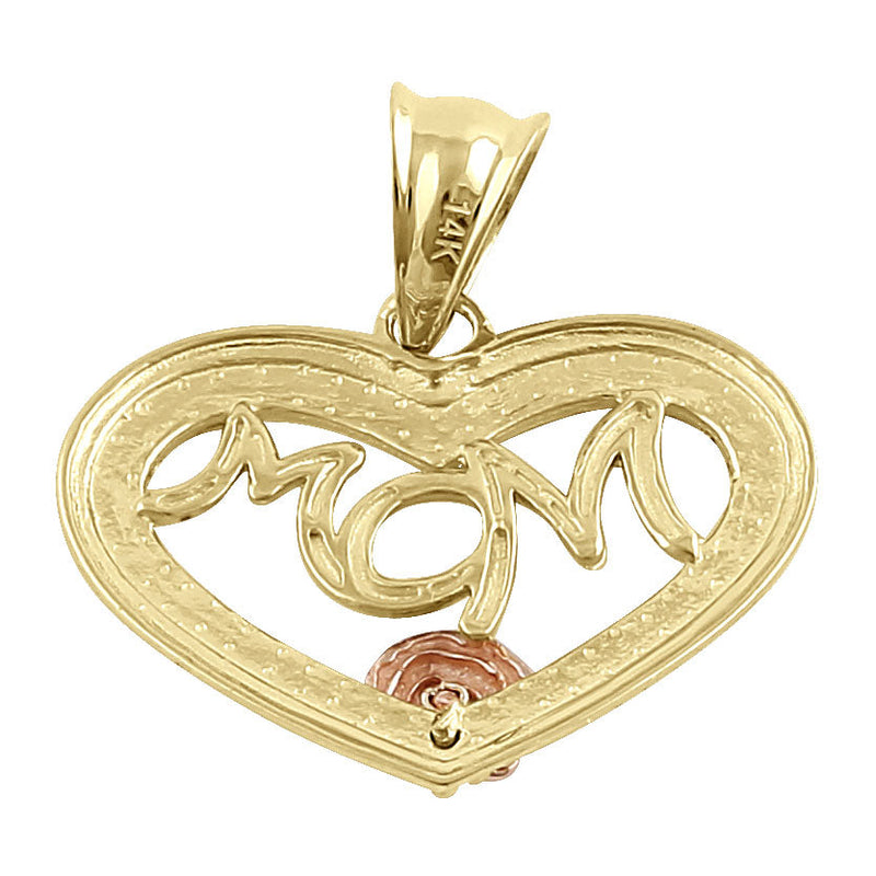 Solid 14K Yellow Gold Mom Pendant