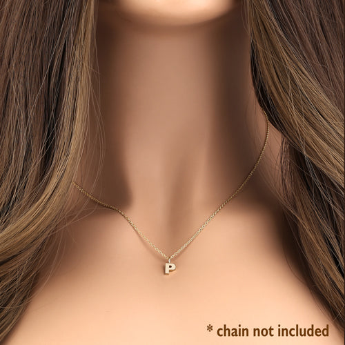 Solid 14K Gold P Initial Pendant