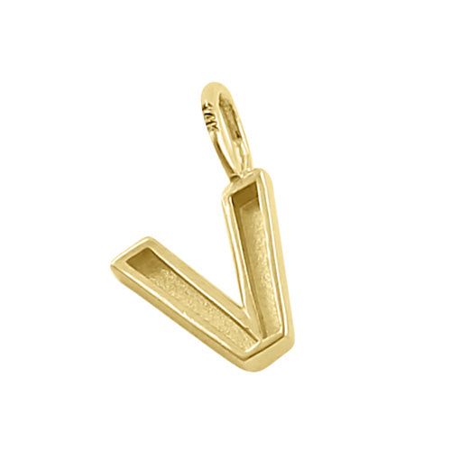 Solid 14K Gold V Initial Pendant