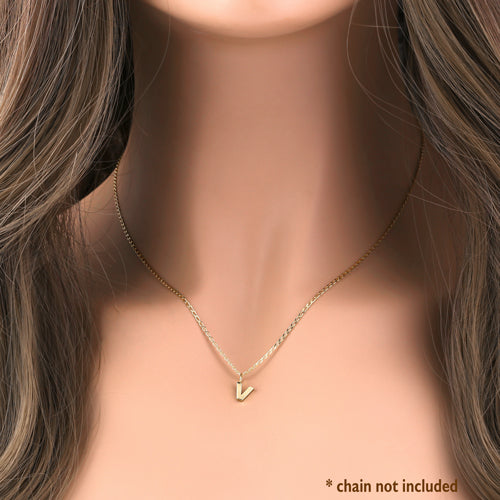 Solid 14K Gold V Initial Pendant