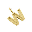 Solid 14K Gold W Initial Pendant