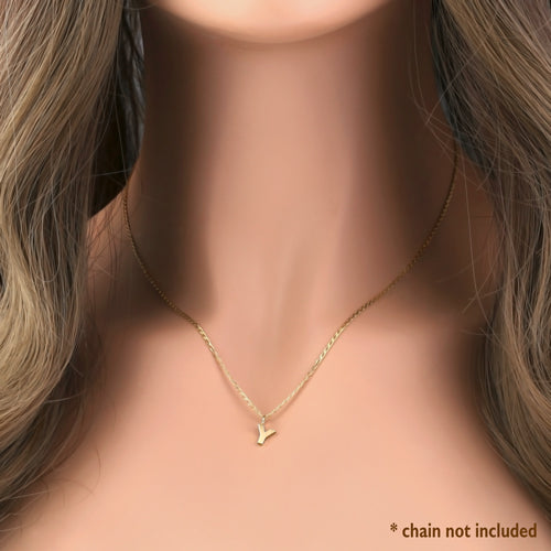 Solid 14K Gold Y Initial Pendant
