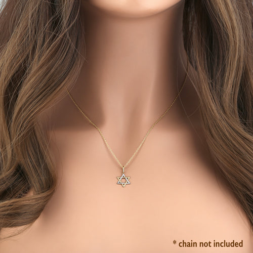 Solid 14K Gold 2-Tone Star of David Pendant