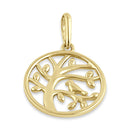 Solid 14K Gold Bird on Tree Pendant