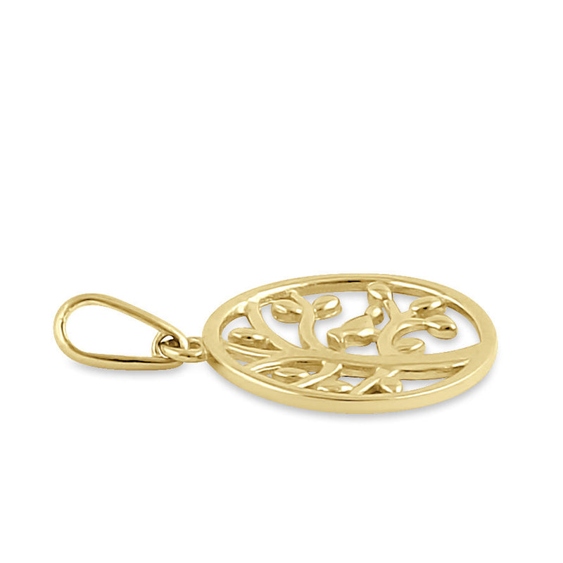 Solid 14K Gold Bird on Tree Pendant