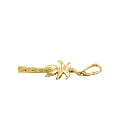 Solid 14K Yellow Gold Palm Tree Pendant