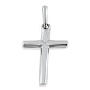 Solid 14K White Gold Plain Cross Pendant