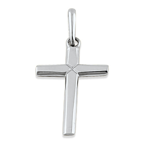 Solid 14K White Gold Plain Cross Pendant