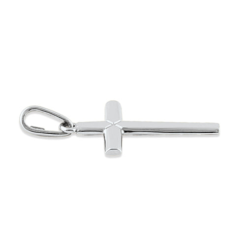 Solid 14K White Gold Plain Cross Pendant