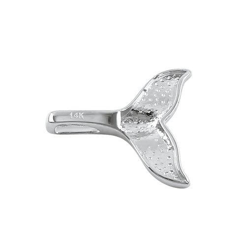 Solid 14K White Gold Dolphin Tale Pendant