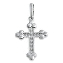 Solid 14K White Gold Rustic Cross Pendant