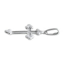 Solid 14K White Gold Rustic Cross Pendant