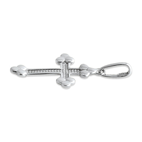 Solid 14K White Gold Rustic Cross Pendant