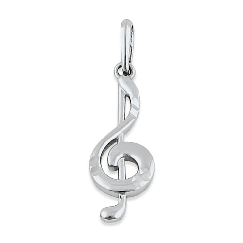 Solid 14K White Gold Music Note Pendant