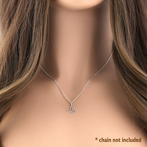 Solid 14K White Gold Dove Pendant
