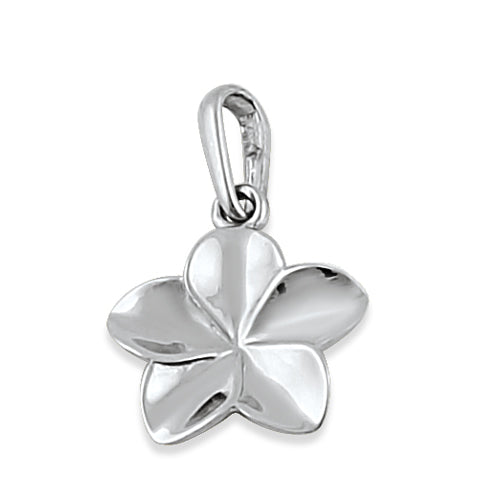 Solid 14K White Gold Plumeria Flower Pendant