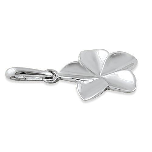 Solid 14K White Gold Plumeria Flower Pendant