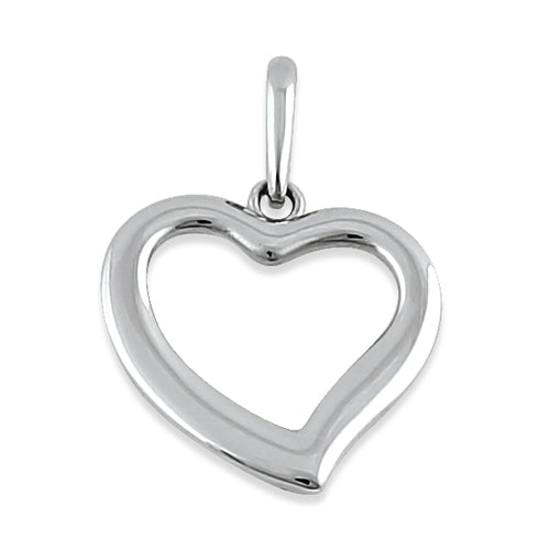 Solid 14K White Gold Simple Heart Pendant