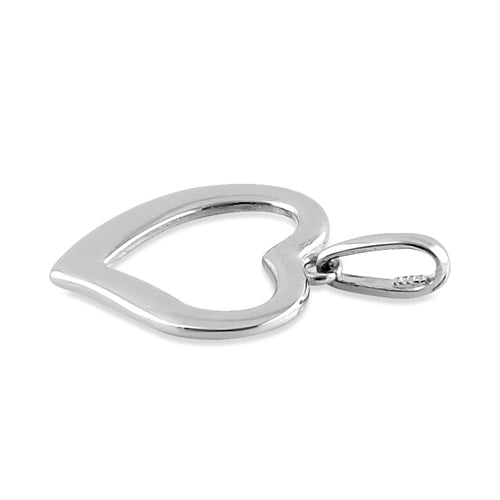 Solid 14K White Gold Simple Heart Pendant