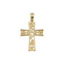 Solid 14K Gold Floral Cross Pendant