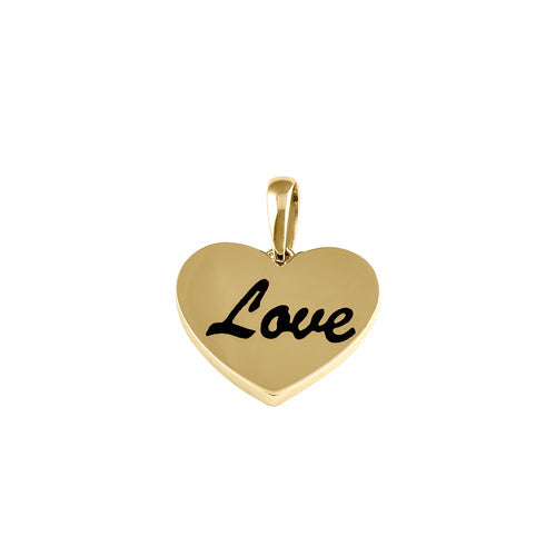 Solid 14K Gold "Love" Heart Pendant