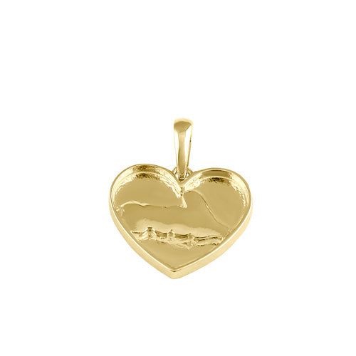 Solid 14K Gold "Love" Heart Pendant