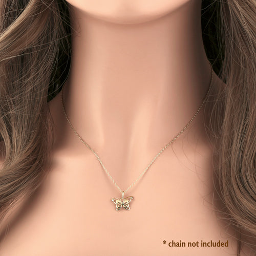 Solid 14K Yellow Gold Butterfly Pendant