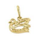 Solid 14K Yellow Gold Clear CZ Swan Pendant