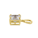 Solid 14K Yellow Gold Classic Princess Cut CZ Pendant