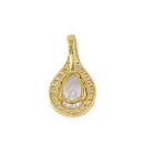 Solid 14K Gold Clear CZ Halo Drop Pendant