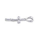 Solid 14K White Gold Baguette Straight Clear CZ Cross Pendant