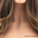 Solid 14K White Gold Baguette Straight Clear CZ Cross Pendant