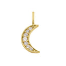 Solid 14k Gold Crescent Moon CZ Pendant