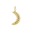 Solid 14k Gold Crescent Moon CZ Pendant