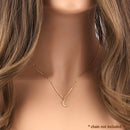 Solid 14k Gold Crescent Moon CZ Pendant