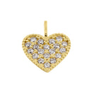 Solid 14k Gold Pave Heart CZ Pendant