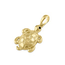 Solid 14K Gold Turtle with Black CZ Eyes Pendant
